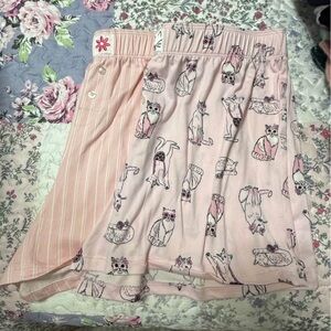 Pink Cat Print Women's pajama shorts